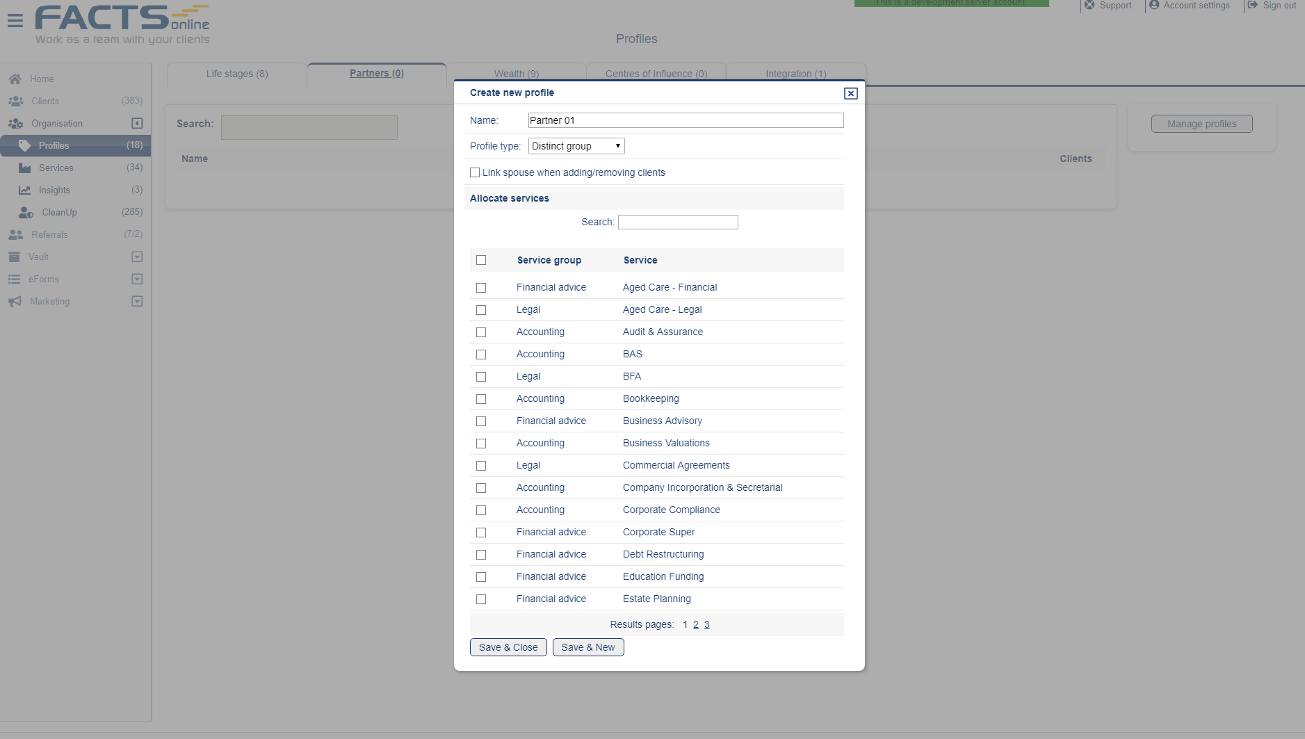 Client allocation profiles