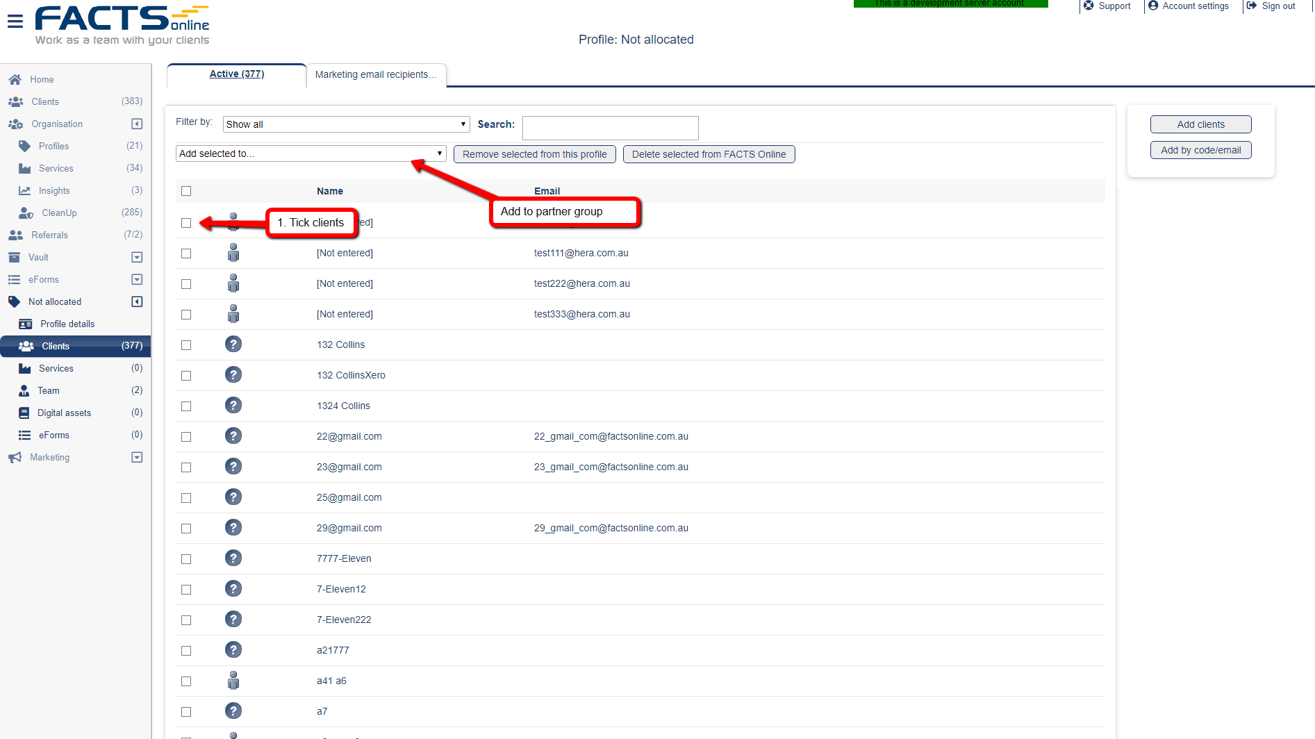 Client allocation profiles